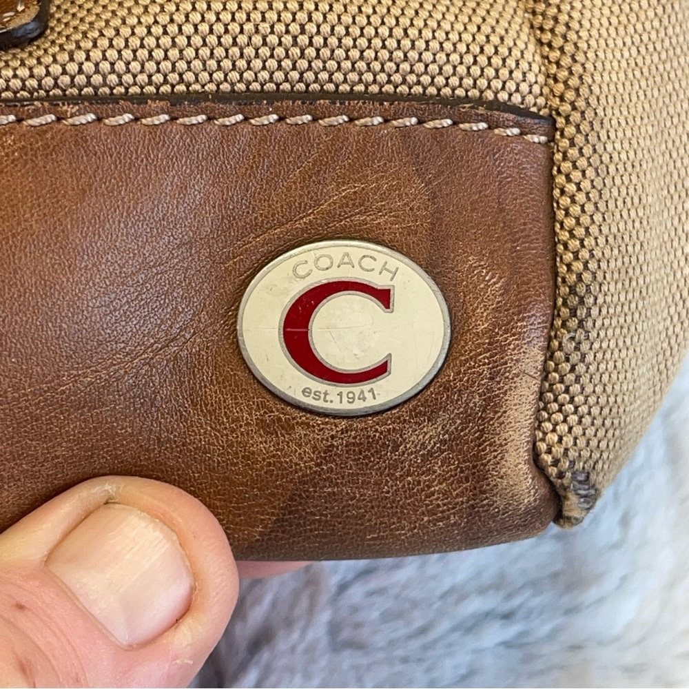 COACH Canvas Messenger Bag with Leather Trim - Picture 3 of 16